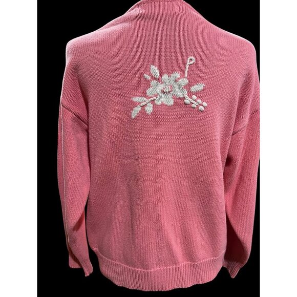 Tulchan Sweater Women Medium Pink Floral Pure Cotton feminine cottagecore - Picture 4 of 6